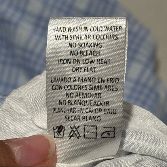 Mable NWT Small Blue Gingham Arleth Stripe Blouse And Shorts Set Puff Sleeve Tie - Picture 11 of 13